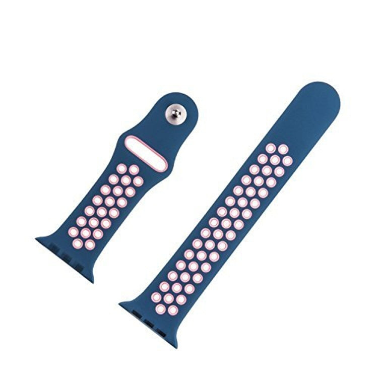 For Apple Watch Series 7 45mm / 6 & SE & 5 & 4 44mm / 3 & 2 & 1 42mm Sport Silicone Watch Band Standard Edition(Blue Pink)