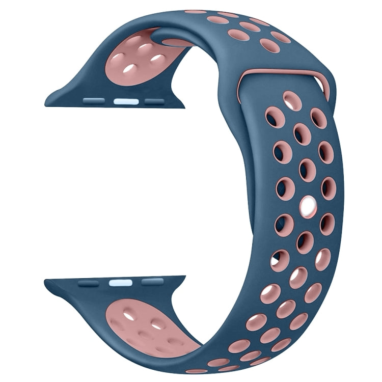 For Apple Watch Series 7 45mm / 6 & SE & 5 & 4 44mm / 3 & 2 & 1 42mm Sport Silicone Watch Band Standard Edition(Blue Pink)