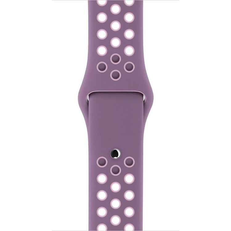 For Apple Watch Series 7 45mm / 6 & SE & 5 & 4 44mm / 3 & 2 & 1 42mm Sport Silicone Watch Band Standard Edition(Purple Pink)
