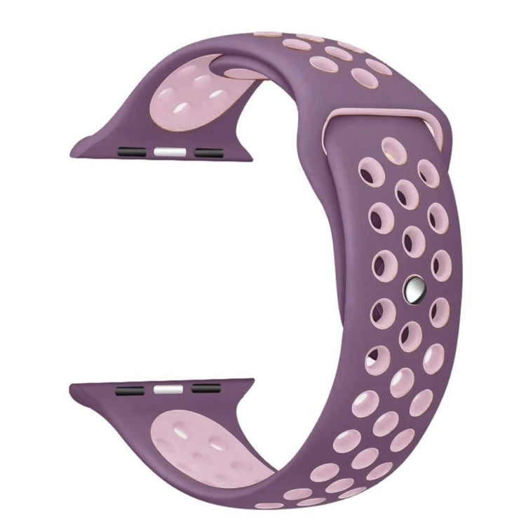 For Apple Watch Series 7 45mm / 6 & SE & 5 & 4 44mm / 3 & 2 & 1 42mm Sport Silicone Watch Band Standard Edition(Purple Pink)