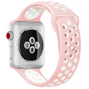 For Apple Watch Series 7 45mm / 6 & SE & 5 & 4 44mm / 3 & 2 & 1 42mm Sport Silicone Watch Band Standard Edition(Pink White)