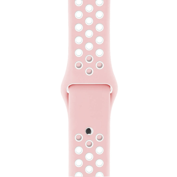For Apple Watch Series 7 45mm / 6 & SE & 5 & 4 44mm / 3 & 2 & 1 42mm Sport Silicone Watch Band Standard Edition(Pink White)