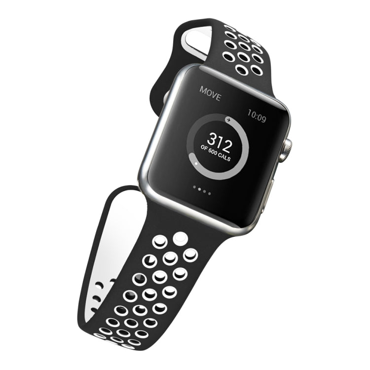 For Apple Watch Series 7 45mm / 6 & SE & 5 & 4 44mm / 3 & 2 & 1 42mm Sport Silicone Watch Band Standard Edition(Black White)