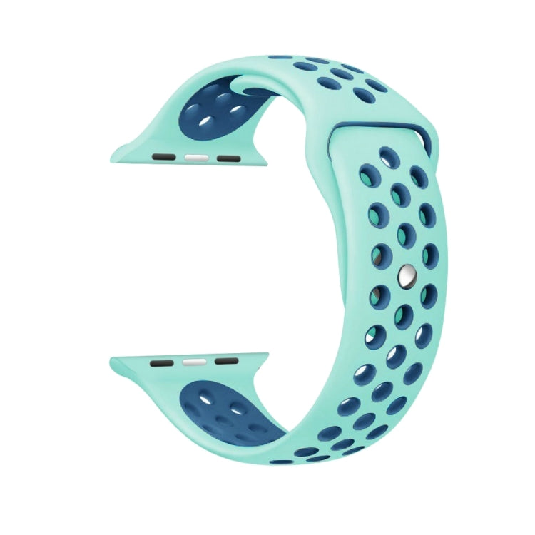 For Apple Watch Series 7 45mm / 6 & SE & 5 & 4 44mm / 3 & 2 & 1 42mm Sport Silicone Watch Band Standard Edition(Green Blue)