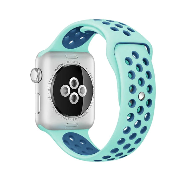 For Apple Watch Series 7 45mm / 6 & SE & 5 & 4 44mm / 3 & 2 & 1 42mm Sport Silicone Watch Band Standard Edition(Green Blue)