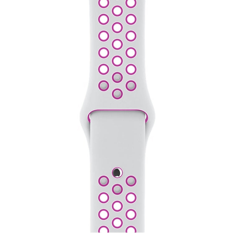 For Apple Watch Series 7 45mm / 6 & SE & 5 & 4 44mm / 3 & 2 & 1 42mm Sport Silicone Watch Band Standard Edition(White Purple)