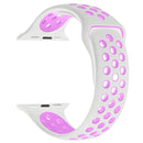 For Apple Watch Series 7 45mm / 6 & SE & 5 & 4 44mm / 3 & 2 & 1 42mm Sport Silicone Watch Band Standard Edition(White Purple)