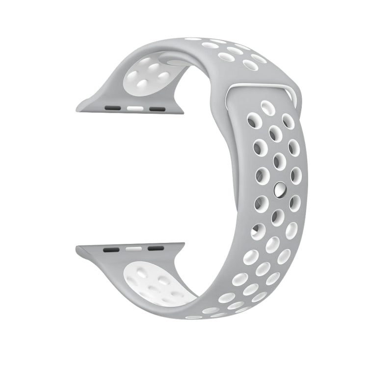 For Apple Watch Series 7 45mm / 6 & SE & 5 & 4 44mm / 3 & 2 & 1 42mm Sport Silicone Watch Band Standard Edition(Grey White)