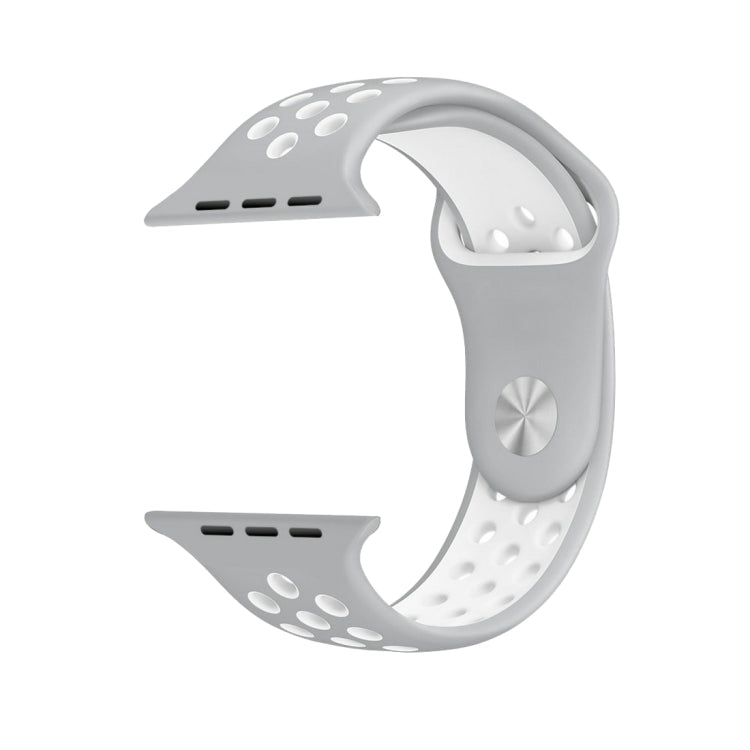 For Apple Watch Series 7 45mm / 6 & SE & 5 & 4 44mm / 3 & 2 & 1 42mm Sport Silicone Watch Band Standard Edition(Grey White)