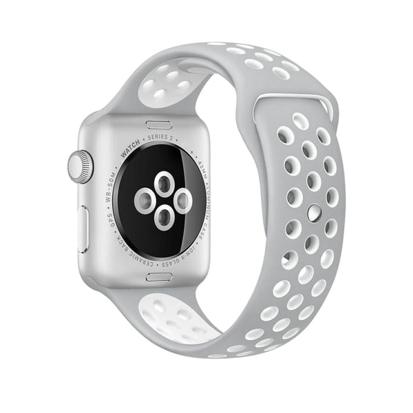 For Apple Watch Series 7 45mm / 6 & SE & 5 & 4 44mm / 3 & 2 & 1 42mm Sport Silicone Watch Band Standard Edition(Grey White)