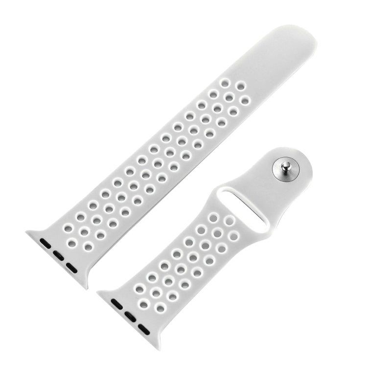For Apple Watch Series 7 45mm / 6 & SE & 5 & 4 44mm / 3 & 2 & 1 42mm Sport Silicone Watch Band Standard Edition(Grey White)