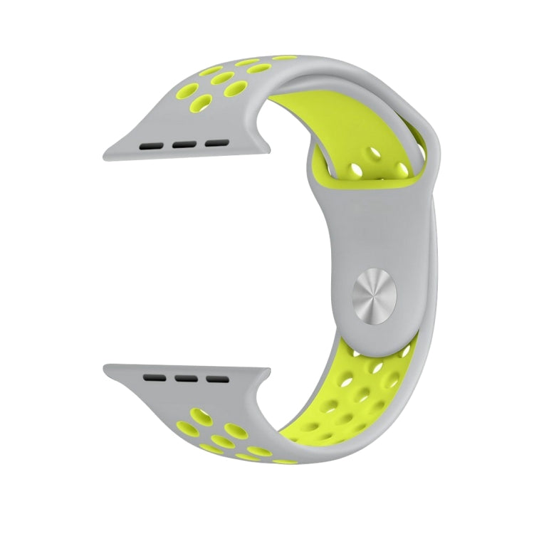 For Apple Watch Series 7 45mm / 6 & SE & 5 & 4 44mm / 3 & 2 & 1 42mm Sport Silicone Watch Band Standard Edition(Grey Yellow)