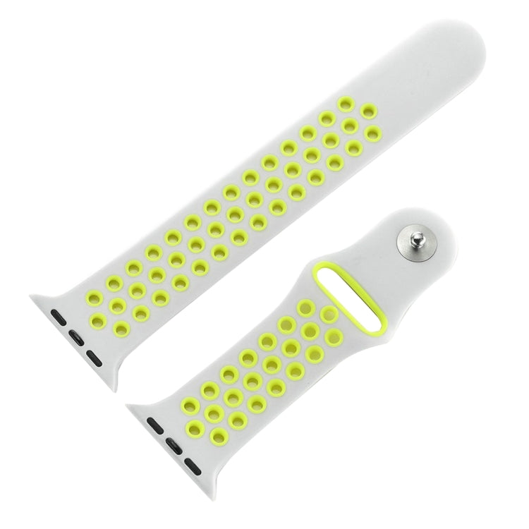 For Apple Watch Series 7 45mm / 6 & SE & 5 & 4 44mm / 3 & 2 & 1 42mm Sport Silicone Watch Band Standard Edition(Grey Yellow)