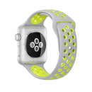 For Apple Watch Series 7 45mm / 6 & SE & 5 & 4 44mm / 3 & 2 & 1 42mm Sport Silicone Watch Band Standard Edition(Grey Yellow)