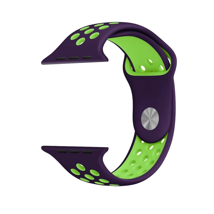 For Apple Watch Series 7 45mm / 6 & SE & 5 & 4 44mm / 3 & 2 & 1 42mm Sport Silicone Watch Band Standard Edition(Purple Green)