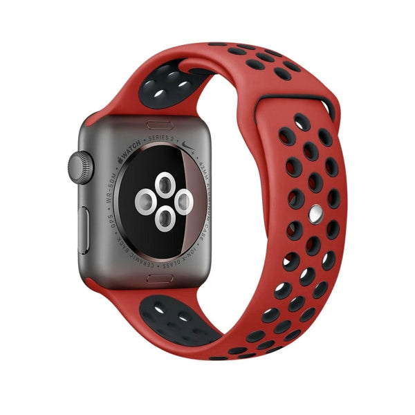 For Apple Watch Series 7 45mm / 6 & SE & 5 & 4 44mm / 3 & 2 & 1 42mm Sport Silicone Watch Band Standard Edition(Red Black)