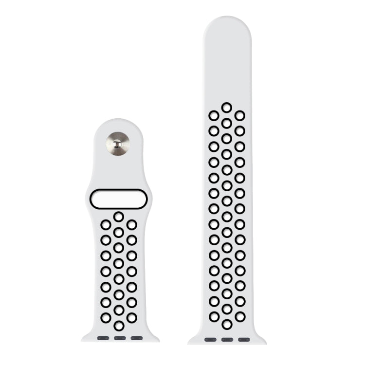For Apple Watch Series 7 45mm / 6 & SE & 5 & 4 44mm / 3 & 2 & 1 42mm Sport Silicone Watch Band Standard Edition(White Black)