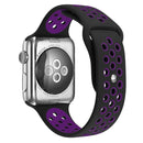 For Apple Watch Series 7 45mm / 6 & SE & 5 & 4 44mm / 3 & 2 & 1 42mm Sport Silicone Watch Band Standard Edition(Black Purple)