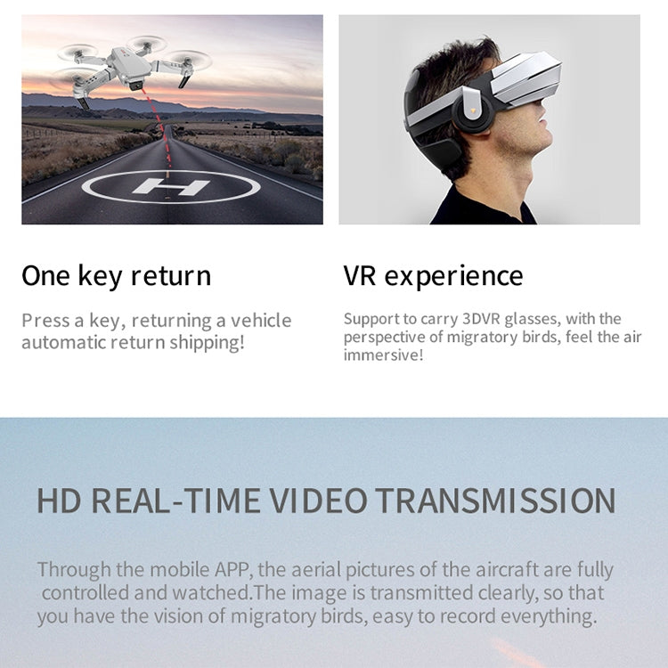 E88 4K Single Camera Foldable RC Quadcopter Drone Remote Control Aircraft(Gray)