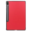 For Samsung Galaxy Tab S8+ / Tab S8 Plus / Tab S7 FE / Tab S7+ Custer Texture Smart PU Leather Case with Sleep / Wake-up Function & 3-Fold Holder(Red)