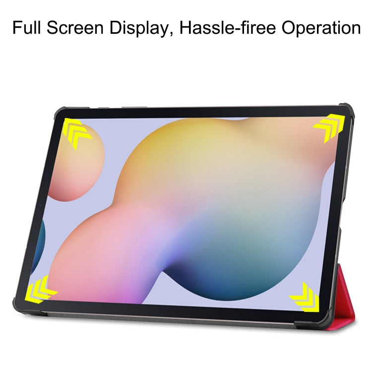 For Samsung Galaxy Tab S8+ / Tab S8 Plus / Tab S7 FE / Tab S7+ Custer Texture Smart PU Leather Case with Sleep / Wake-up Function & 3-Fold Holder(Red)