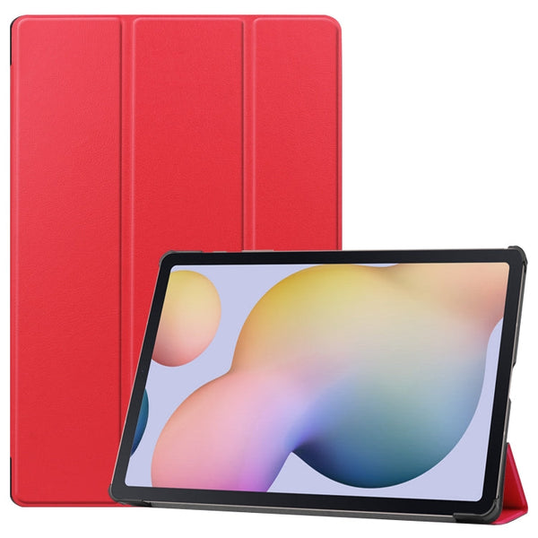 For Samsung Galaxy Tab S8+ / Tab S8 Plus / Tab S7 FE / Tab S7+ Custer Texture Smart PU Leather Case with Sleep / Wake-up Function & 3-Fold Holder(Red)