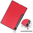 For Samsung Galaxy Tab S8+ / Tab S8 Plus / Tab S7 FE / Tab S7+ Custer Texture Smart PU Leather Case with Sleep / Wake-up Function & 3-Fold Holder(Red)