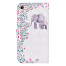 For iPhone SE 2022 / SE 2020 / 8 / 7 3D Painted Pattern Horizontal Flip Leather Case with Holder & Wallet & Card slot & Lanyard(Flower Elephant)
