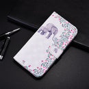 For iPhone SE 2022 / SE 2020 / 8 / 7 3D Painted Pattern Horizontal Flip Leather Case with Holder & Wallet & Card slot & Lanyard(Flower Elephant)