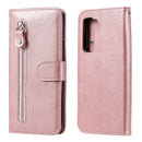 For Huawei P40 Lite (5G) / Nova 7 SE Fashion Calf Texture Zipper Horizontal Flip Leather Case with Stand & Card Slots & Wallet Function(Rose Gold)