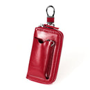 9108 Large Capacity Zipper Leather Keys Holder Bag Multi-function Wallet(Red)