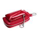 9108 Large Capacity Zipper Leather Keys Holder Bag Multi-function Wallet(Red)