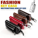 9108 Large Capacity Zipper Leather Keys Holder Bag Multi-function Wallet(Coffee)