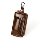 9108 Large Capacity Zipper Leather Keys Holder Bag Multi-function Wallet(Brown)