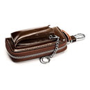 9108 Large Capacity Zipper Leather Keys Holder Bag Multi-function Wallet(Brown)