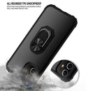 For iPhone 12 / 12 Pro Shockproof Transparent TPU + Acrylic Protective Case with Ring Holder(Black)