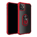 For iPhone 12 / 12 Pro Shockproof Transparent TPU + Acrylic Protective Case with Ring Holder(Red)