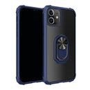 For iPhone 12 / 12 Pro Shockproof Transparent TPU + Acrylic Protective Case with Ring Holder(Blue)