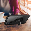 For iPhone 12 / 12 Pro Shockproof Transparent TPU + Acrylic Protective Case with Ring Holder(Blue)