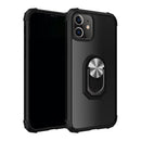 For iPhone 12 / 12 Pro Shockproof Transparent TPU + Acrylic Protective Case with Ring Holder(Black Silver)