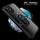 For iPhone 12 / 12 Pro Shockproof Transparent TPU + Acrylic Protective Case with Ring Holder(Black Silver)