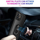 For iPhone 12 / 12 Pro Shockproof Transparent TPU + Acrylic Protective Case with Ring Holder(Black Silver)