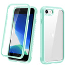 For iPhone SE 2022 / SE 2020 / 8 / 7 Shockproof TPU Frame + Clear PC Back Case + Front PET Screen Film(Green)