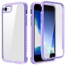 For iPhone SE 2022 / SE 2020 / 8 / 7 Shockproof TPU Frame + Clear PC Back Case + Front PET Screen Film(Light Purple)