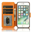 For iPhone 7 / 8 Calf Texture Magnetic Buckle Horizontal Flip Leather Case with Holder & Card Slots & Wallet & Photo Frame(Khaki)