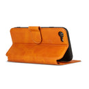 For iPhone 7 / 8 Calf Texture Magnetic Buckle Horizontal Flip Leather Case with Holder & Card Slots & Wallet & Photo Frame(Khaki)