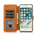 For iPhone 7 Plus / 8 Plus Calf Texture Magnetic Buckle Horizontal Flip Leather Case with Holder & Card Slots & Wallet & Photo Frame(Khaki)