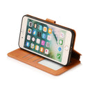 For iPhone 7 Plus / 8 Plus Calf Texture Magnetic Buckle Horizontal Flip Leather Case with Holder & Card Slots & Wallet & Photo Frame(Khaki)