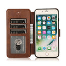 For iPhone 7 Plus / 8 Plus Calf Texture Magnetic Buckle Horizontal Flip Leather Case with Holder & Card Slots & Wallet & Photo Frame(Brown)