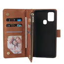 For Samsung Galaxy A21s Multifunctional Horizontal Flip Leather Case, with Card Slot & Holder & Zipper Wallet & Photo Frame(Brown)